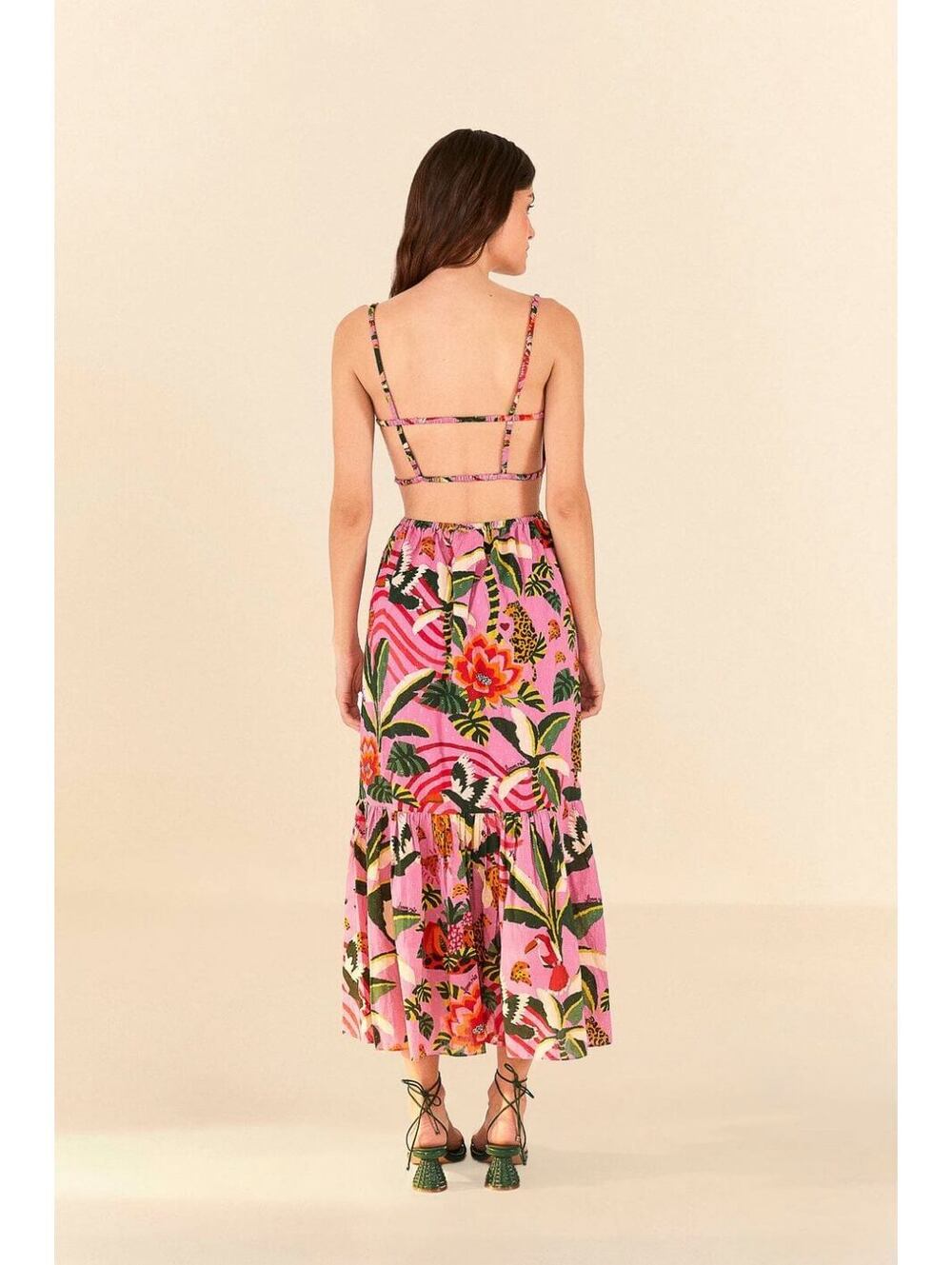FARM RIO Leopard Forest Midi Dress Size Medium NWT - Picture 2 of 7